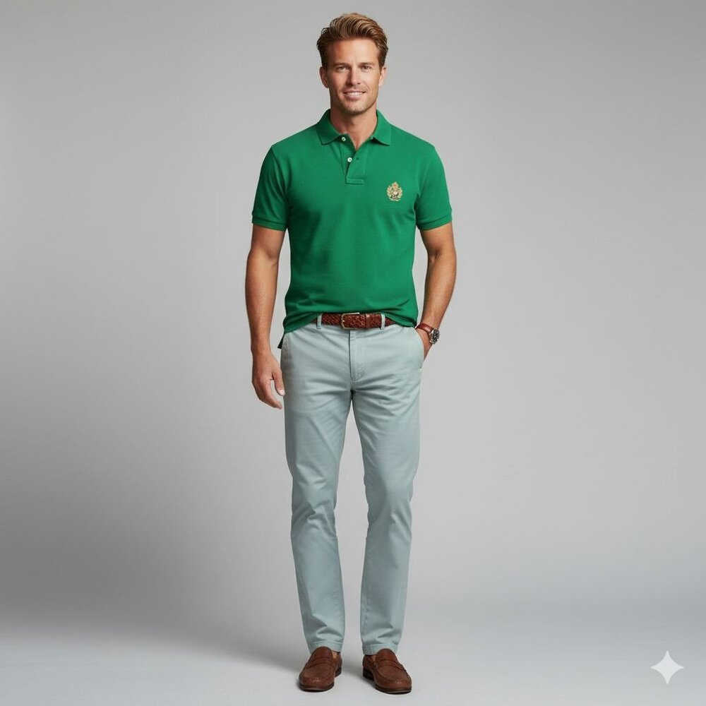 POLO By Ralph Lauren Green Custom Fit Polo Shirt Men's Size Medium